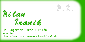 milan kranik business card