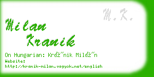 milan kranik business card